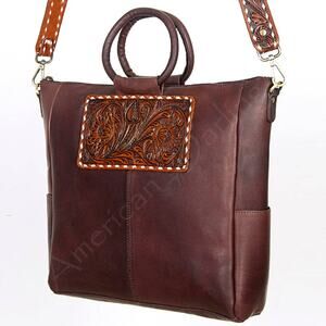 American Darling Hand-Tooled Full Grain Leather Western Tote Bag